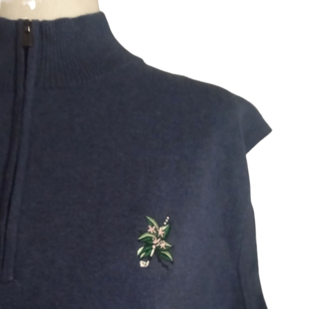 Peter Millar Crown Comfort Dark Blue Gilet Vest Cotton Blend 1/4 Zip Size XL - Picture 3 of 8